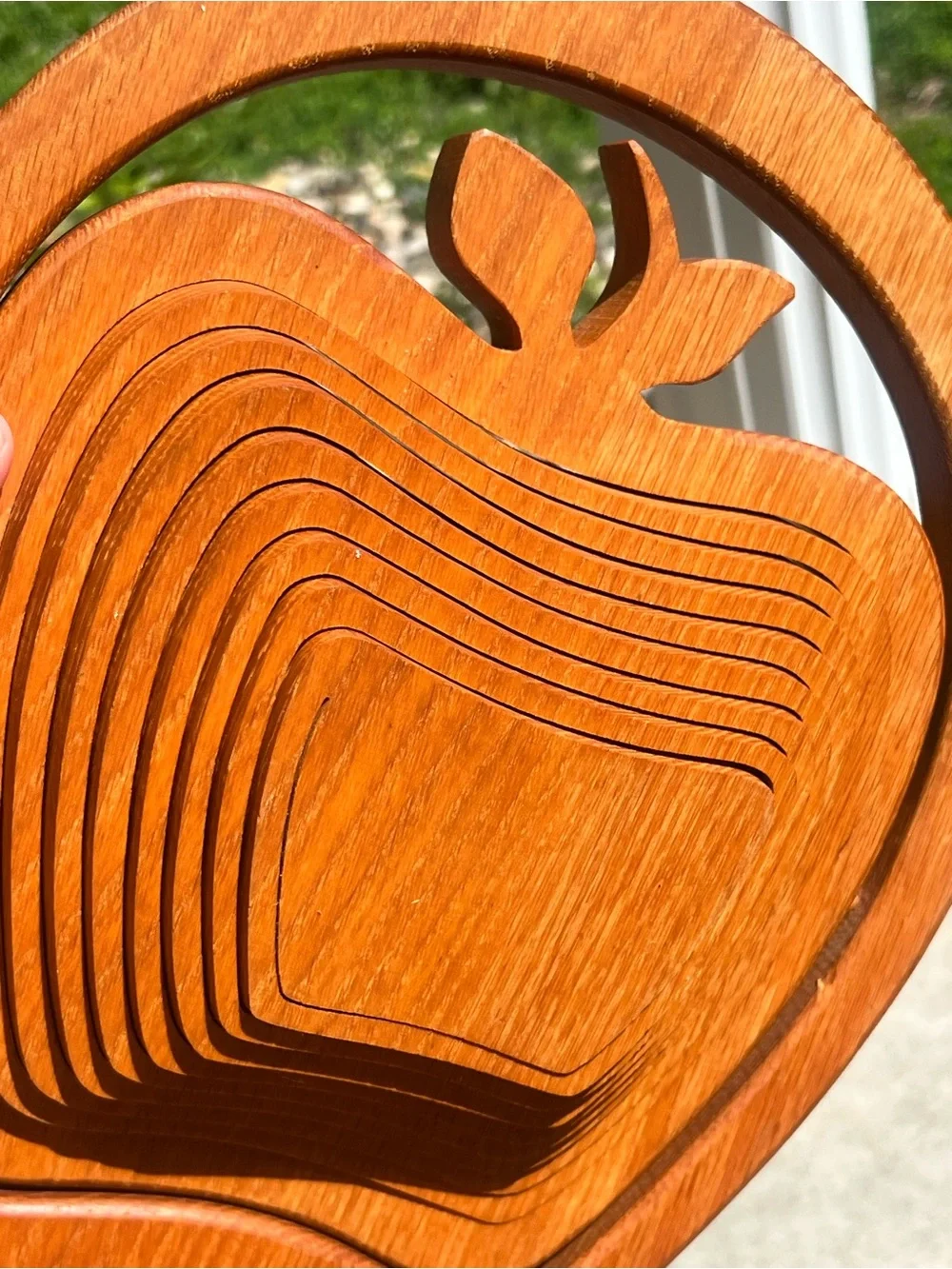 Vintage Expandable Wooden Apple Fruit Basket Folding Bowl Farmhouse Decor